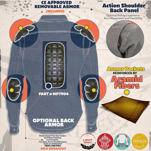 Camisa de franela de peso pesado con protección Kevlar y estilo motero, con sistema de ventilación y armadura CE para mayor seguridad - Product Image 6