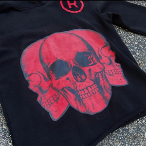 Sweat à capuche imprimé en relief 100% coton molletonné 450 GSM, sweat à capuche molletonné avec logo, sweat-shirt unisexe surdimensionné pour l'hiver - Product Image 3
