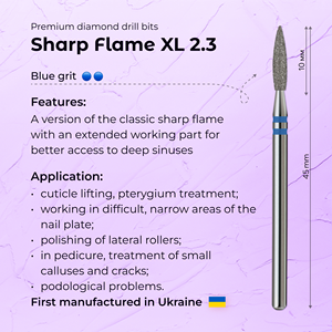 Extra Long Diamond Flame <b>Nail</b> Drill Bit 2.3mm Blue Grit for Manicure - Product Image 3