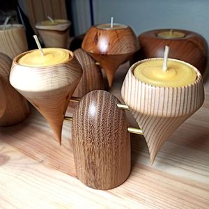 Portavelas de madera artesanal para decoración del hogar, portavelas de madera natural premium para sala de estar a precio económico - Product Image 1