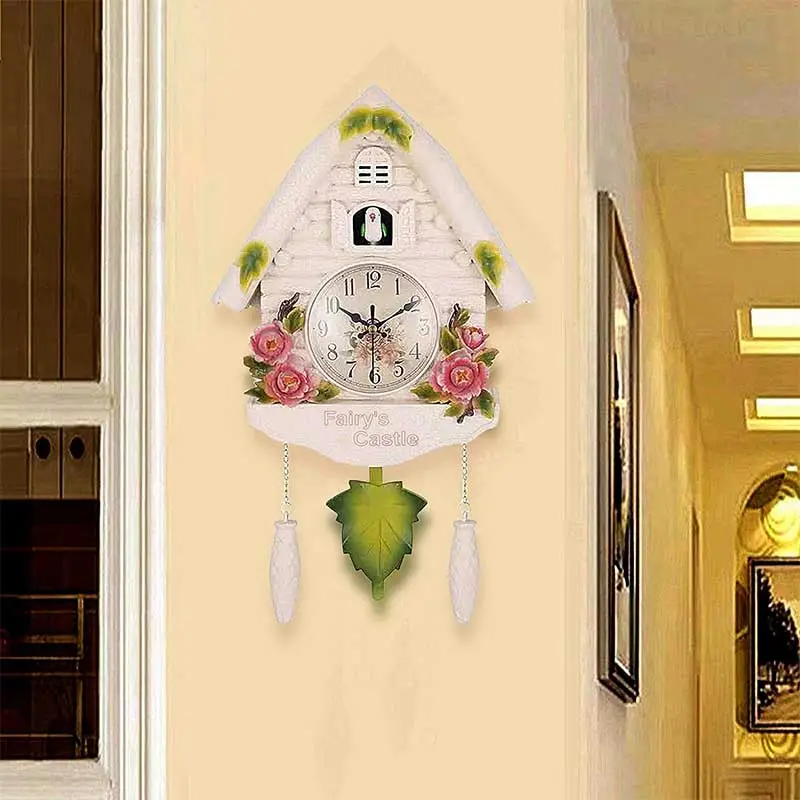 Reloj Fullwill Cuckoo Reloj de pared Decoración para el hogar Reloj de diseño de flores para el hogar
