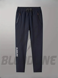 Bloodline International Unisex Dark Blue <b>Elastic</b> <b>Waist</b> Drawstring Sweatpants Side Pockets Breathable Canvas Quick Dry 100% - Product Image 1