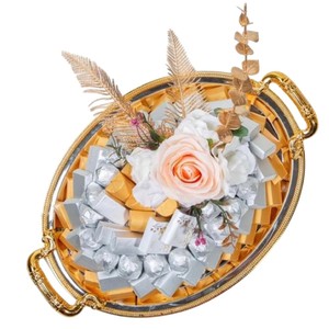 Wholesale Creative Metal <b>Chocolate</b> Tray With Elegant Floral Embellishments Perfect For <b>Weddings</b> Gifts And Special Occasions - Product Image 1