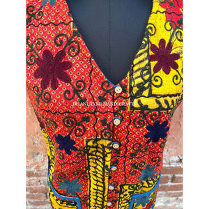 Abrigo Indio de Algodón 100% Premium para Mujer, Chaqueta Bohemia de Verano, Bordado a Mano, Estampado Floral Multicolor Exterior, Estilo Vintage - Product Image 4