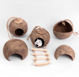 Handmade Coconut Shell Pet House Natural <b>Hideout</b> for <b>Hamsters</b>, Reptiles, Hermit Crabs, and Small Animals - Product Image 1
