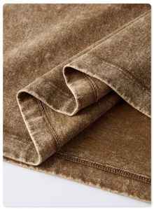 เสื้อยืดใส่สบายบนท้องถนนสีพื้นเสื้อยืดผ้าฝ้ายเฮฟวี่เวท230กรัมเสื้อยืดวินเทจซักได้ไหล่ตกพอดีกับแสงแดดของผู้ชาย - Product Image 4