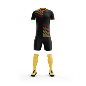 Vente en gros Vêtements de football de la saison 2025 imprimés par transfert de chaleur en polyester 100% Demi-manche à col en V Kits de football légers à séchage rapide - Product Image 3