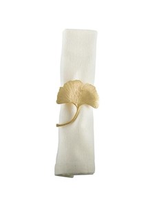 Rond de serviette personnalisé feuille de ginkgo en métal doré pour décoration de table au meilleur prix - Product Image 6