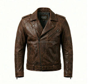 Chaqueta de Cuero Genuino de Piel de Oveja Color Bronceado, Cuello Alto, Impermeable, Transpirable, Estilo Motero, Hecha en Pakistán - Product Image 6