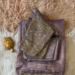 Nouveau Saree broderie séquence Coading dentelle bordure Saree et chemisier avec tissu or Crush tissu vêtements de mariage pour femmes - Product Image 2