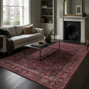 Netline Home Terrace Patina Crimson Red Vintage <b>Washable</b> <b>Rug</b> - Product Image 1