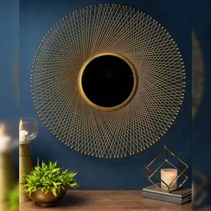 Miroir mural en fonte d'aluminium avec cadre doré de forme unique Décorations pour la maison de la collection Luxury Home - Product Image 6