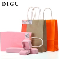 Ensemble de sacs en papier kraft colorés personnalisés DIGU pour emballage de bijoux, avec boîte à bijoux, sac d'emballage pour collier, bague, boucles d'oreilles