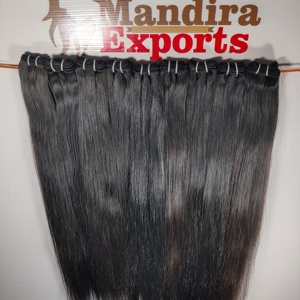 100% máquina virgen alineada con cutícula paquetes de cabello humano de doble trama negro rizado recto largo templo indio extensiones de cabello humano - Product Image 5