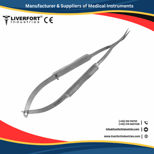 Instruments chirurgicaux ophtalmiques de qualité LIVER FORT INDUSTRIES, acier inoxydable allemand, micro-ciseaux iris, taille standard 4,5 pouces - Product Image 2