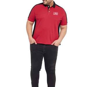 Camisa Roja Personalizada de Corte Regular para Hombre con Rayas Negras en los Hombros, Tejido de Poliéster/Algodón Acanalado para el Cuello, Impermeable y de Secado Rápido - Product Image 2