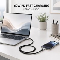 Câble de charge rapide USB-C PD 60W à prix de gros, câble de charge Type-C vers Type-C pour iPhone 16 Pro, 16 Pro Max, 16, 15 Plus, 15 Pro Max