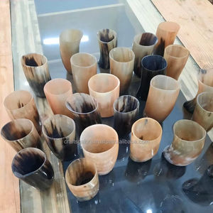 Hecho a mano pulido genuino cuerno de buey ecológico Animal copas cortas cerveza copas de vino India venta al por mayor forma Natural beber - Product Image 5