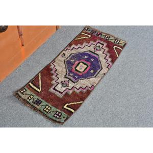 พรมตุรกีขนาดเล็ก 1x2.3 ฟุต (30x71 ซม.) สีน้ำตาลลายดอกไม้สไตล์วินเทจ - Product Image 2