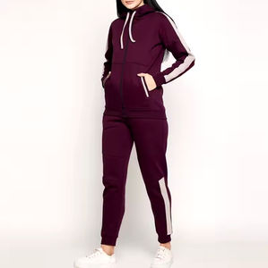 Conjunto de Sudadera con Capucha y Pantalones Deportivos de Dos Piezas con Cierre y Logotipo Personalizado, Transpirable, de Color Sólido, Estampado, Largo Completo, Ropa Deportiva Urbana - Product Image 3