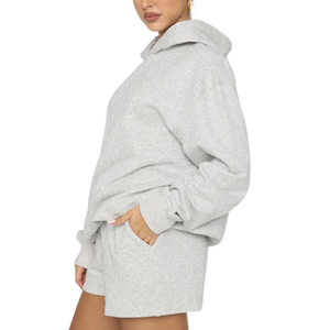 Mode grande taille Gym survêtements Logo personnalisé mode shorts décontractés tenues jogger shorts pull à capuche ensembles pour femmes - Product Image 3