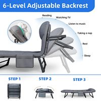 Lit de camping pliable léger personnalisé en métal, lit simple avec matelas et oreiller pour les voyages en plein air