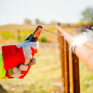 Guantes de trabajo de cuero con puño de seguridad, doble Palma, piel de vaca dividida resistente a la abrasión, puño de goma, resistente al desgarro - Product Image 3