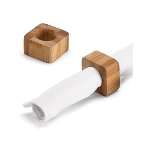 Anneau de serviette en bois d'acacia de forme carrée, design tendance, vente en gros, fabricant, décoration de table, anneau de serviette de mariage - Product Image 1