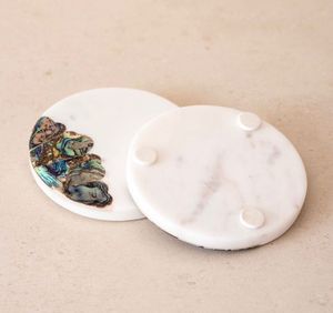 Vente chaude sous-verre en marbre pendaison de crémaillère décor de Table à la main forme hexagonale sous-verres en marbre blanc pour boissons tapis de Table et tampons - Product Image 6