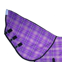 Couverture d'été respirante en maille PVC de haute qualité, personnalisable OEM, portable, confortable, durable, imperméable, de couleur violette, en forme de U, pour dressage.