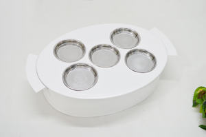 Vantage Fancy Luxuries Blanc Ovale Fruits Secs Poudre Enduit Fleur Motif Plateau Ovale En Relief Plateau Plateau Look Classique Serveur Offre Spéciale - Product Image 5