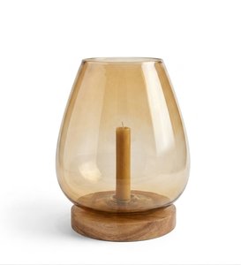 Modern Farmhouse Home Decor Gold <b>Pillar</b> Lantern Metal Tabletop and Mantle Candle Holder Accents - Product Image 5