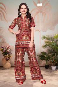 NUEVO CONJUNTO DE CORDÓN DE RAYÓN GRUESO CON ESTAMPADO DIGITAL MODERNO PARA USO EN OFICINA Y FIESTAS SOLO PARA NIÑAS ÉTNICAS SIN DUPATTA REVERSER - Product Image 6