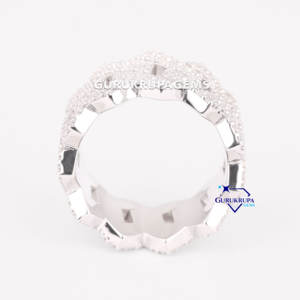 แหวนเพชรคิวบาแบบสองแถวสไตล์ฮิปฮอปสีทอง14K สำหรับปลูกในห้องแล็บ - Product Image 5