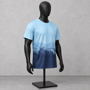 T-shirt unisexe léger à sublimation dégradé bleu, séchage rapide, respirant, maillot de sport, activités estivales en plein air, 100% polyester - Product Image 3