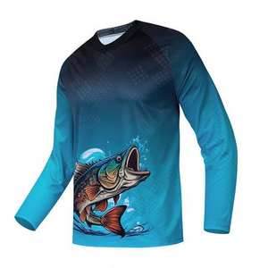 UPF50 + Protección UV Sublimación personalizada Impreso Pesca Jerseys Camisas 100% Poliéster Spandex Manga larga Transpirable Invierno - Product Image 4