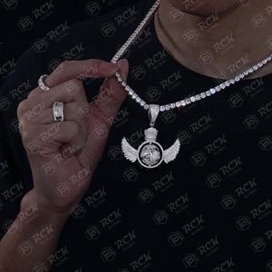 Colgantes de moissanita de Plata de Ley 925 personalizados, dijes de diamante Hip Hop Flying World Wings, colgante de moissanita, dijes colgantes - Product Image 4