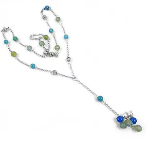 Collier bohème perlé pour femme, chaîne en argent avec pendentif en pierre naturelle, bijou idéal pour cadeau de fête - Product Image 2