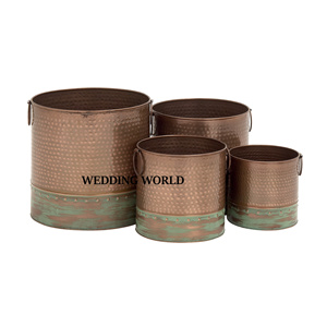 Ensemble de quatre jardinières en métal de forme ronde, fait à la main, jardinière design, hôtel, articles élégants, vente en gros, nouvelle jardinière en métal - Product Image 1