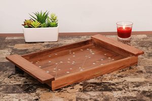 Bandeja de servicio personalizada de madera de acacia, respetuosa con el medio ambiente y segura para alimentos para el hogar y hoteles, vajilla decorativa de cocina multiusos - Product Image 3