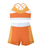Conjunto de Ropa Deportiva para Niñas, para Danza y Yoga, Transpirable, con Sujetador Deportivo de Alta Sujeción y Costuras en Contraste, Pantalones Cortos, Venta al Por Mayor