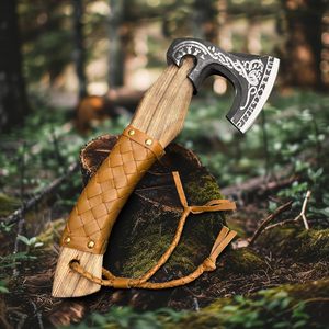 Handmade Viking <b>Axe</b> with Leather Sheath Carbon Steel Blade Leather Wrapped Ash <b>Wood</b> Handle Hand Forged <b>Axe</b> for Camping & Out - Product Image 6