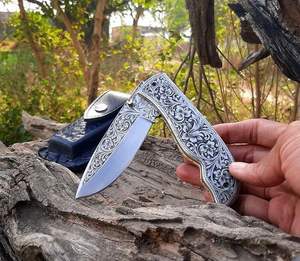 Couteaux pliants haut de gamme pour la survie, la randonnée, la chasse, le camping, couteau de poche tactique gravé pour la chasse et le camping - Product Image 2