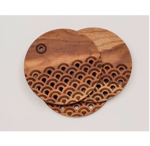 Sous-verres en bois de noyer personnalisés gratuits thé tasse à café porte-boissons vaisselle décorative maison mariage tasse Pad tapis et tampons - Product Image 5