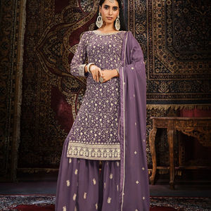 Último diseñador Faux Georgette Thread Sequence Work Sharara Suit de Fab Zone - Product Image 1