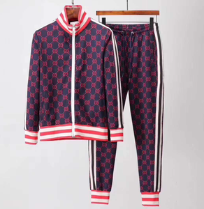 Ensemble de survêtement grande taille coupe-vent d'automne avec col à capuche et logo frontal, motif uni teint en pièce, respirant en polyester - Product Image 5