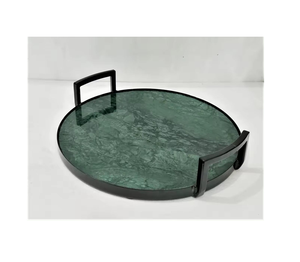 Plateau de service de table en fer fait main, écologique, avec dessus en marbre blanc, couleur personnalisable pour les occasions formelles - Product Image 6