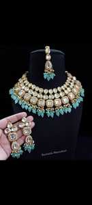 Conjuntos Mala de collar de perlas de compromiso de boda de estilo étnico Bollywood chapado en oro para mujer - Product Image 4