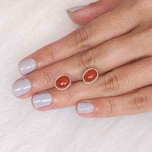 925 plata esterlina sólida hecha a mano piedras preciosas cornalina Spinner Stud pendientes 925 sello mejor calidad diseño mujeres pendientes joyería - Product Image 5