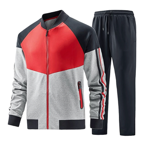 Diseño personalizado de los hombres de invierno de talla grande sólido Zip-Up chándal de manga larga Jogging Sweatsuit traje de 2 piezas - Product Image 1